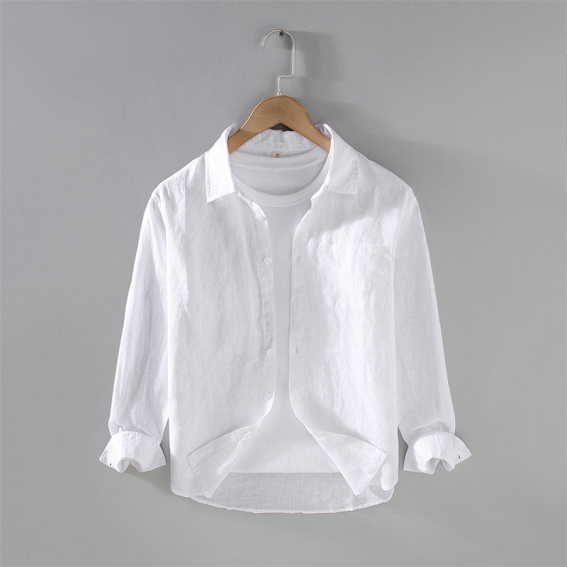 Simple Pure Linen Long Sleeve Shirt